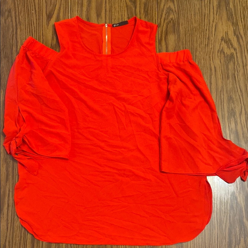 Vibrant Red Women's Cold Shoulder Top